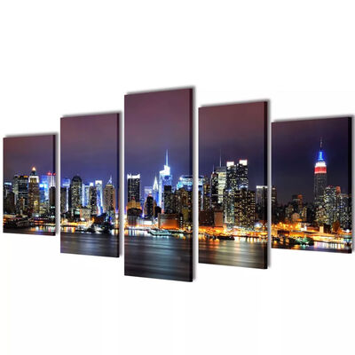 

Canvas Wall Print Set Colorful New York Skyline 79" x 39