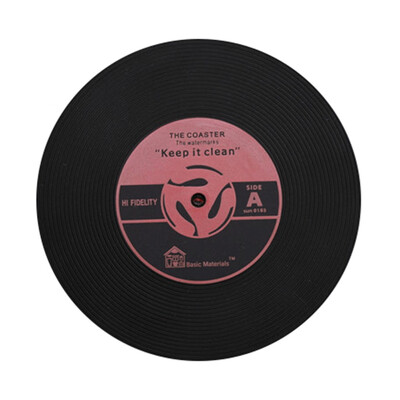 

Toponeto CD Records Shape Kitchen Party Bar Cup Mat Placemat Silicone Coaster Creative BU
