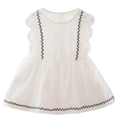 

Casual Summer Baby Girl Dress Cotton Solid Color Dresses 0-24M Toddler Baby Girl Clothes