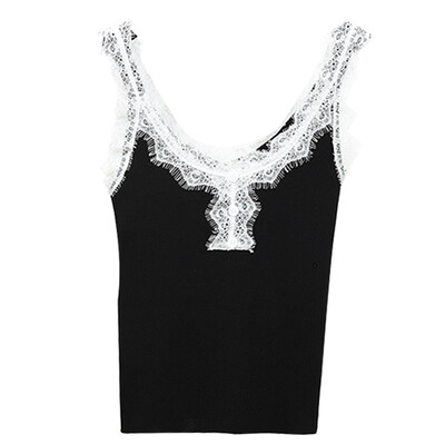 

Women sweet Cotton Knit Lace Camisole Top Vest Sleepwear Spaghetti Strap