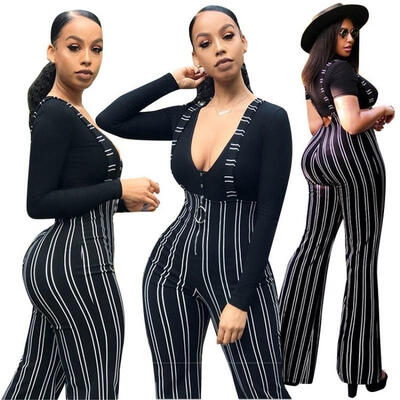 

New Fashion Hot Women Clubwear Pants Playsuit Bodycon Party Jumpsuit Suspender Flared Trousers