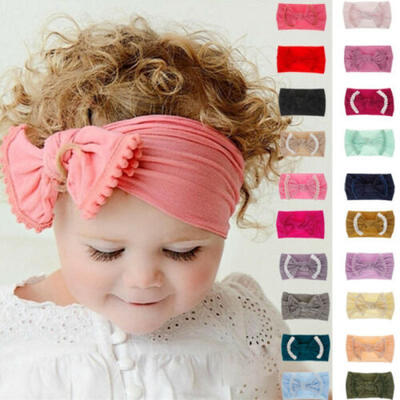 

Lovely Baby Cotton Big Bow Tie Head Wrap Turban Top Knot Headband Newborn Girl