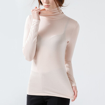 

CANVAUS Autumn Women Modal Slim Turtleneck Long Sleeve T-Shirt Simple Large Size Undershirt Tops F325A