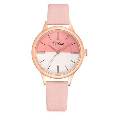 

Womens watch new alloy PU watch two-color mirror simple casual fashion watch