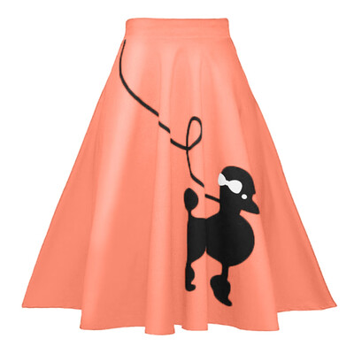 

Women Skirt Dog Printed Loose Fold A-line High Waist Zipper