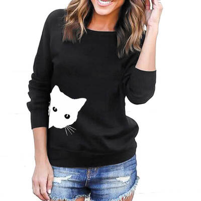 

Women\s Sweatshirt Cartoon Animal Pattern Color Block Sweatshirt