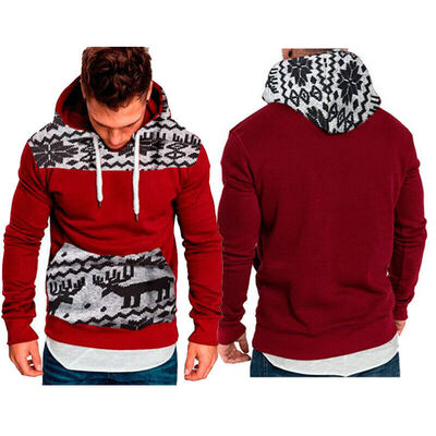 

Mens Xmas Warm Hoodies Slim Fit Hooded Sweatshirt Outwear Sweater Coat Jacket