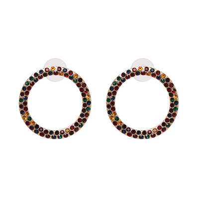 

JURAN 2019 Trendy simple round crystal statement stud earrings for women bohemia wedding party jewelry vintage earrings