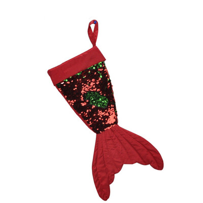 

〖Follure〗Christmas Decorations 16 inch Fishtail Flip Beads Christmas Stockings Gift Bags