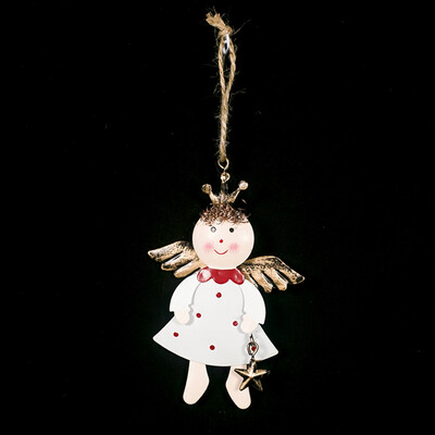 

Three Christmas Painted Iron Five-pointed Star Angel Pendant Holiday Supplies