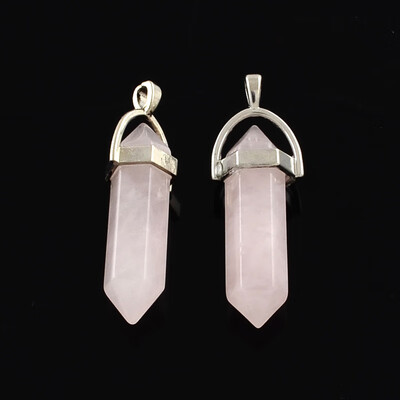 

Rose Quartz Stone Pendants with Alloy Findings Platinum 4042x8x8mm Hole 2mm