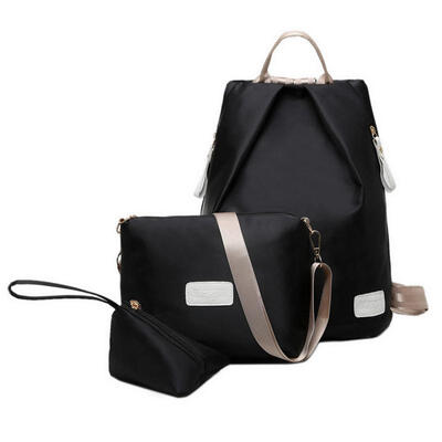 

3PcsSet Nylon Backpack Handbag Cosmetic Bag For Women Travel