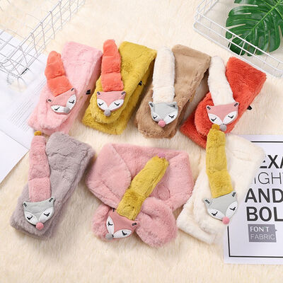 

Exquisite Life Essentials Fashion Printed Long Scarf Cozy Soft Solid Three-Dimensional Cartoon Deer Elephant Fox Plush Scarf Bib