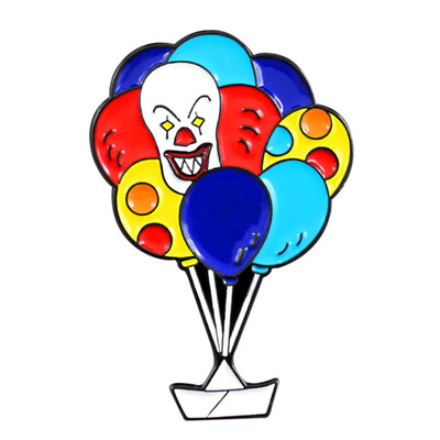 

Clown Balloon Brooch Rainbow Color Balloon Nightmare Clown Enamel Pin Backpack Leather Badge Horror Comedy Movie Fan Gifts