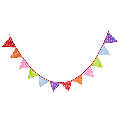 

12 Flags 32m Nordic Style Dot Print Cotton Bunting Pennant Wedding Decor