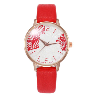 

New creative feather quartz watch female ladies leather