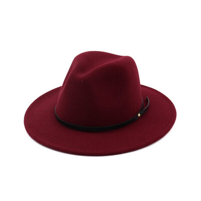 

Womens Wool Felt Outback Hat Panama Hat Wide Brim Women Belt Buckle Fedora Hats