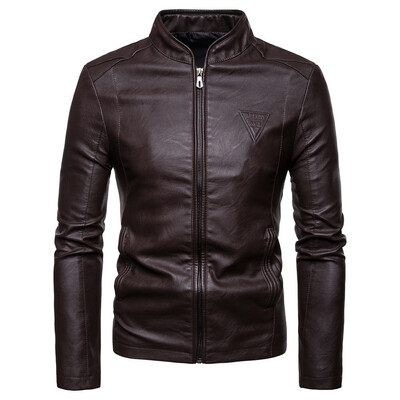 

Gobestart Fashion Men Autumn Winter Warm Casual Leather Zipper Long Sleeve Jacket Coat Top