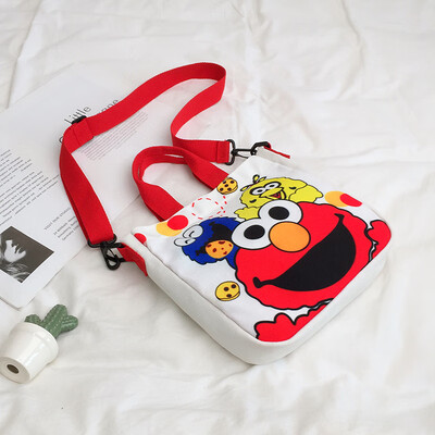 

Cute cartoon wild shoulder messenger bag female 2019 new casual fashion ugly cute Sesame Street portable canvas bag