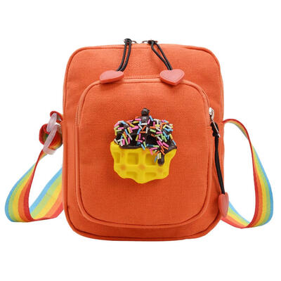 

Creative Food Decor Bag Girls Kids Shoulder Messenger Rainbow Canvas Bags