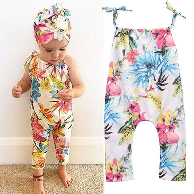 

Floral Baby Girl Kids sleeveless Romper Jumpsuit Toddler Summer Clothes Outfits 0-24Months