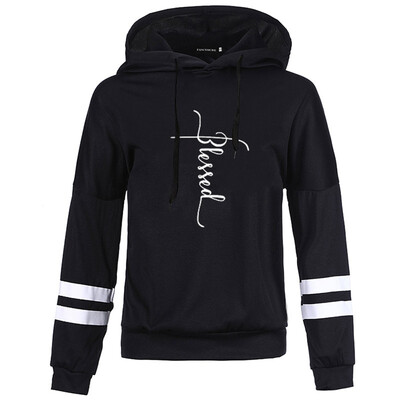 

Women Blessed Casual Sweatshirt Long Sleeve Letter Printed Hoodie