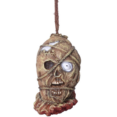 

New Hot Halloween Cut Off Screaming Head On Chain Halloween Haunted House Scary Props Party Holiday DIY Decorations