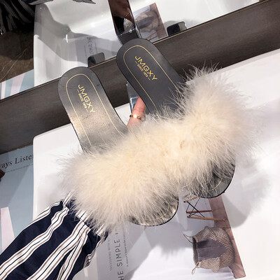 

Hair slippers for women wearing Korean version Baita flat-bottom beach chic in summer