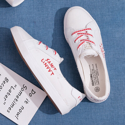 

2019 summer new light-mouth small white canvas womens shoes Korean 100-style summer students cloth shoes casual net red tide shoe