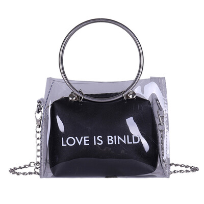 

Women PVC Transparent Square Bag Fashion Clear Satchel Bag Ladies Crossbody Bags Chain Small Jelly Ring Handle Handbags YJ