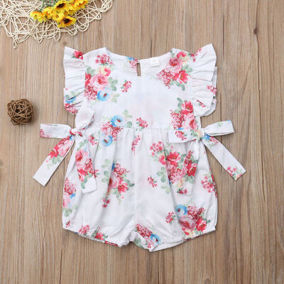 

Newborn Baby Girl Flower Ruffle Romper Bodysuit Jumpsuit Outfit Clothes 0-18M
