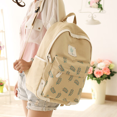 

Yufan canvas double shoulder bag Korean version of high school students schoolbags junior high school students college wind day