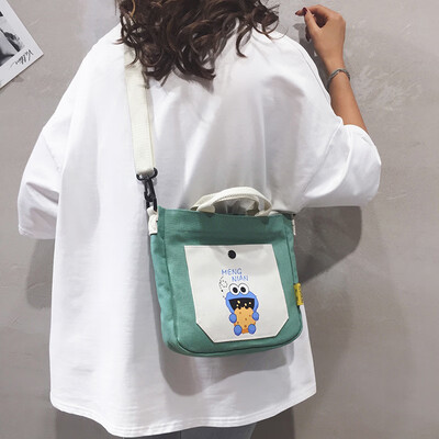 

Cloth bag small bag female 2019 new Korean version of the wild cartoon printing shoulder Messenger bag student canvas bag
