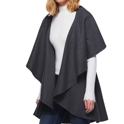 

Roseonmyhand Women Fashion Solid Batwing Sleeve Turn-down Collar Coat Windbreaker