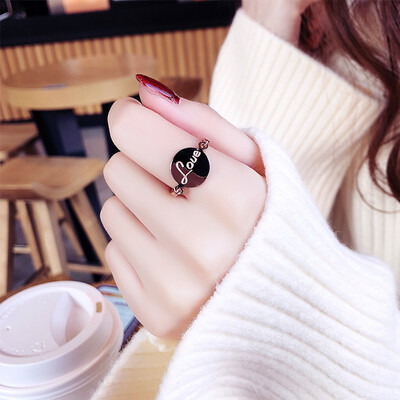 

Womens fashion personality titanium steel letter index ring