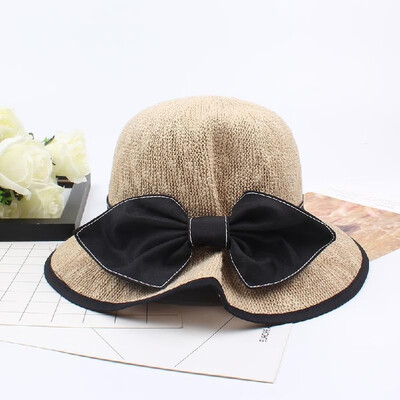 

New Fashion Women Sun Straw Hat Bowknot Wide Brim Outdoor Foldable Beach Shade Hats