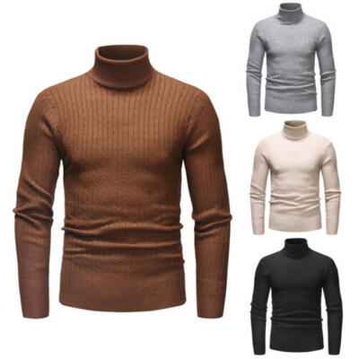 

Men Winter Warm Knitted Turtle Neck Pullover Sweater Jumpers Slim Fit Tops US