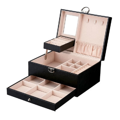 

Multi-functional Jewelry Box PU Leather Jewelry Storage Case Multi-Layer Large Capacity Organizer for Rings Earrings Necklaces