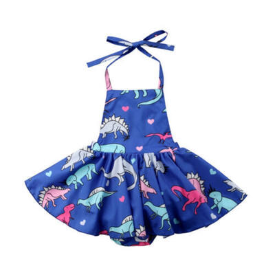 

US Toddler Infant Baby Kids Girl Backless Dinosaur Cartoon Clothes Dress Outfits
