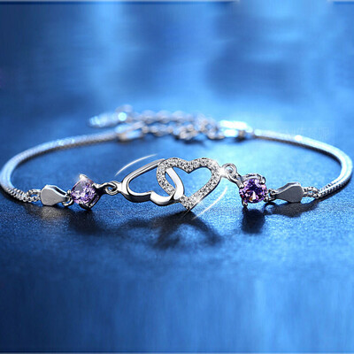 

Chain Bracelet Heart 2019 Double Heart Chain Plating Bracelet Item Silver Women Gift Item