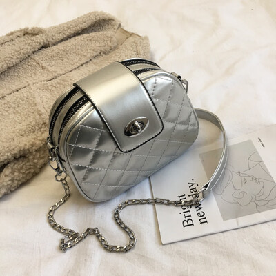 

Ins Textured Lacquer Net Red Lingge Chain Bag for Women 2019 New Korean Joker Small Round Single Shoulder Messenger Bag