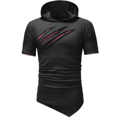 Men\s Casual Slim Short Sleeve Hooded T-Shirt