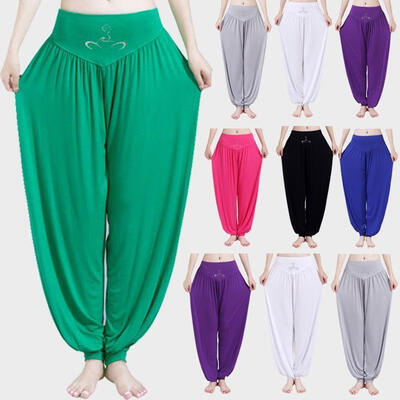 

Women&acutes Modal Pants Loose Yoga Harem Fitness Pilates Pants Lanterns Wide Leg Pants High Waist Casal Pants