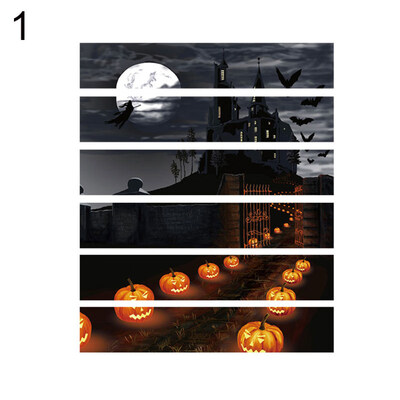 

6Pcs Halloween Pumpkin Castle Scary Spooky Stairs Step Wall Sticker Poster Decal