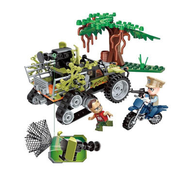 

227PCS Educational Building Blocks Capturing Monkey Crawler Car City Police Series Model Toys For Children - Green