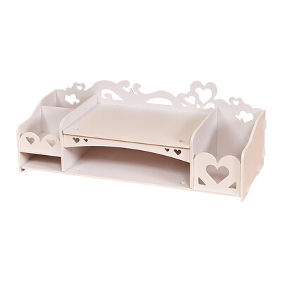 

Wooden Monitor Stand Riser Computer Desk Organizer with Stationeries Storage Slots for Office Supplies School Teachers