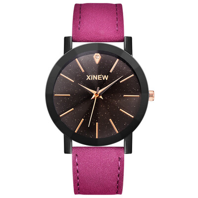 

Gobestart Men Women Leather Strap Line Analog Quartz Ladies Wrist Watches Fashion Watch