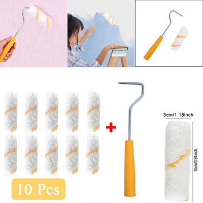 

〖Follure〗Pack of 10Pcs Mini Foam Paint Roller Sleeves Painting Decor Handle Sponge Roller