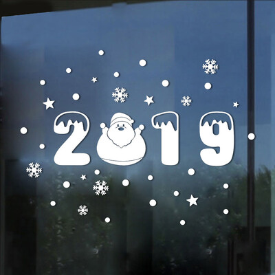 

Gobestart New Year Merry Christmas Snowflake Wall Sticker Home Shop Windows Decals Decor