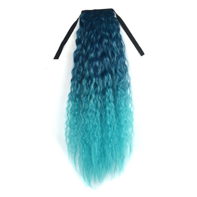 

Gobestart Gradient Color Ribbon Wavy Curly Long Ponytail Horsetail Clip Hair Extensions